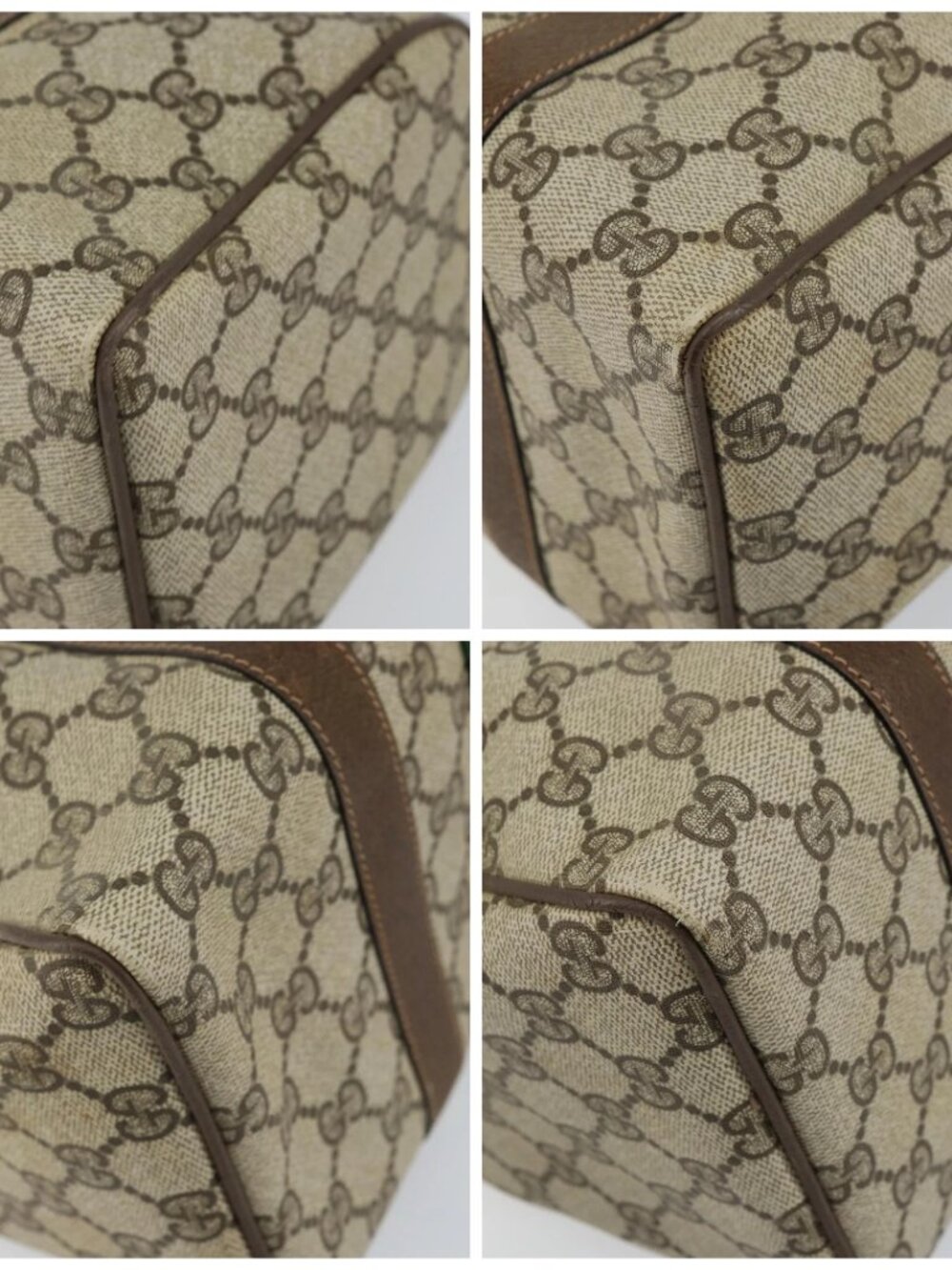 GUCCI GG Supreme Web Sherry Line Boston Bag PVC Beige Gold 010 378 Auth 159328 - Picture 14 of 16